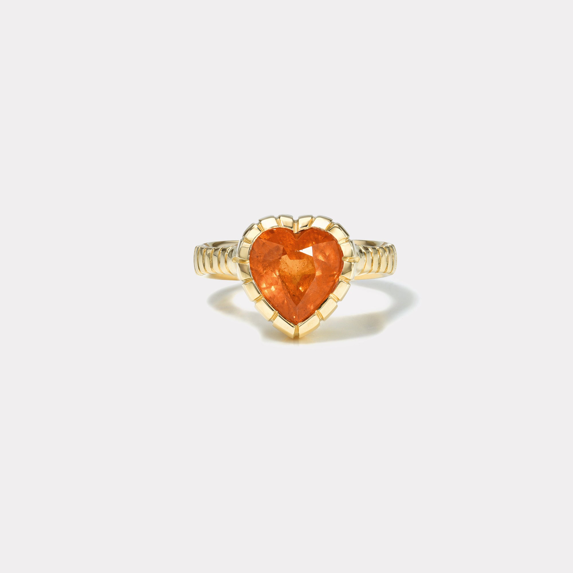 retrouvai 3.20ct Heart Mandarin Garnet Heirloom Bezel Ring