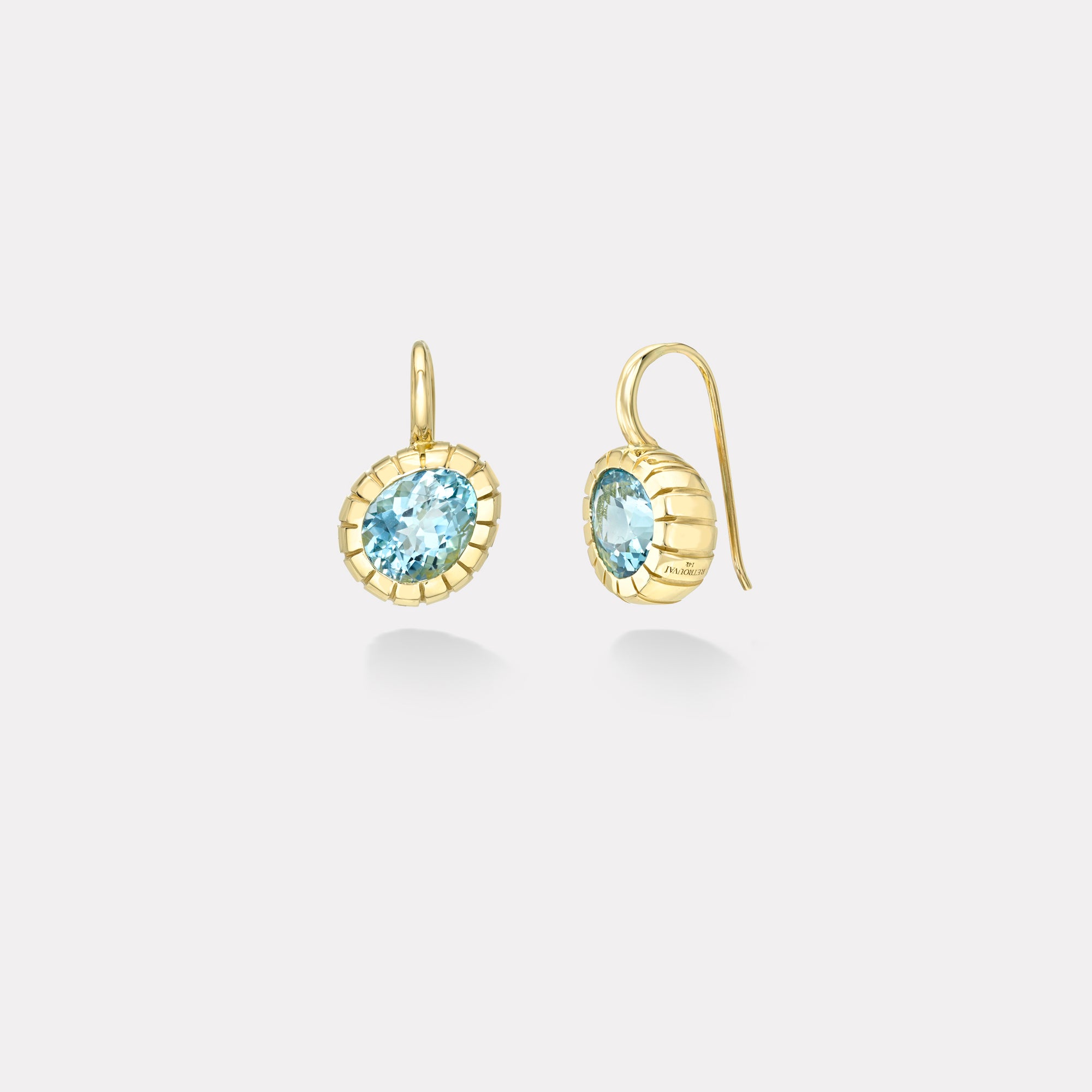 retrouvai 3.23ct Pear Aquamarine Heirloom Bezel Earrings