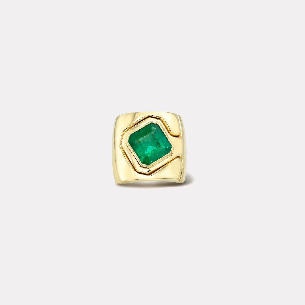 retrouvai 3.34ct Emerald Cut Emerald Impetus Interlocking Puzzle Ring