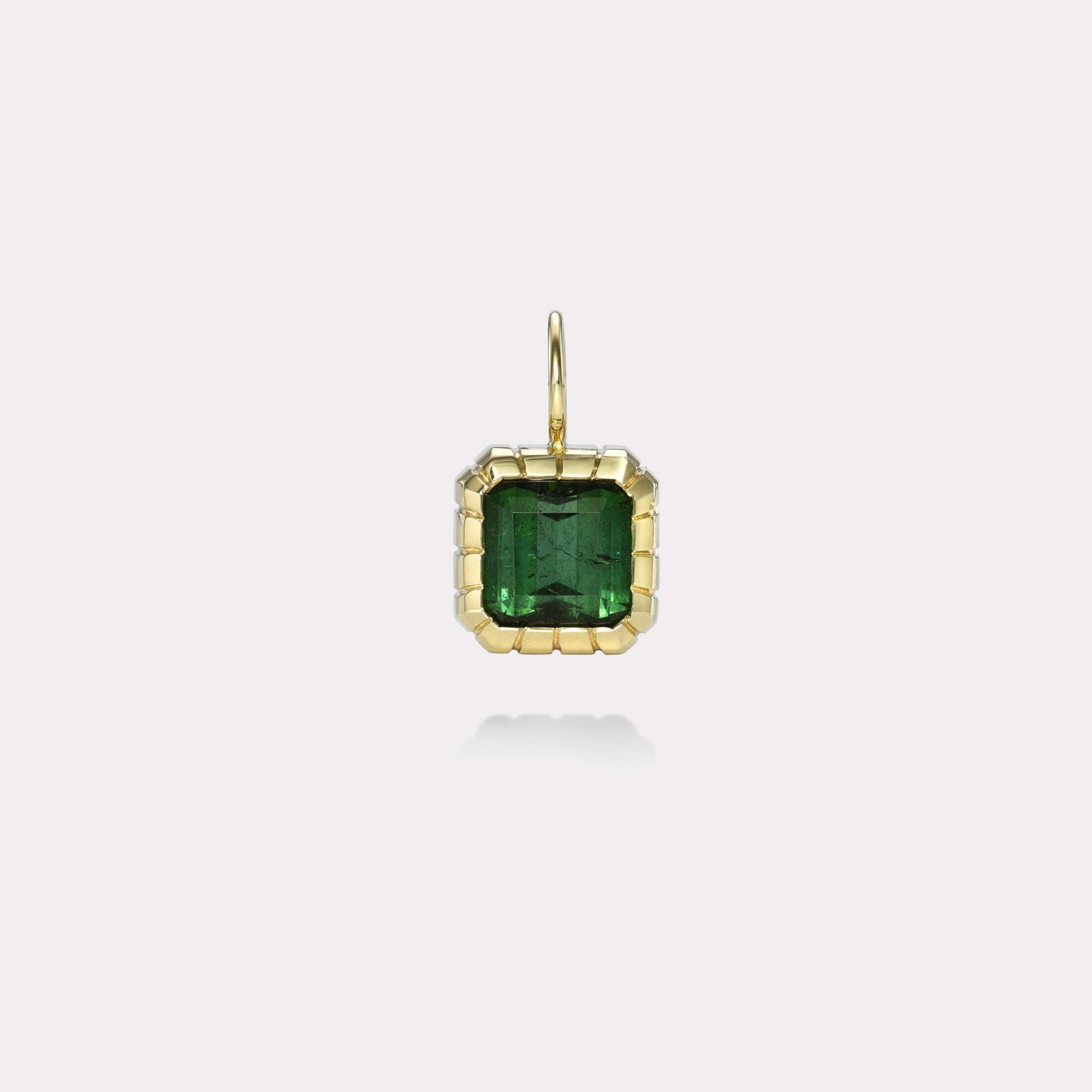 retrouvai 3.34ct Emerald Cut Green Tourmaline Heirloom Bezel Charm