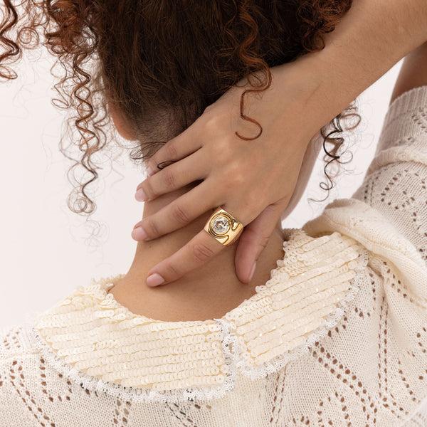 Retrouvai 3.41ct GIA Vintage Circular Brilliant Diamond Impetus Interlocking Puzzle Ring