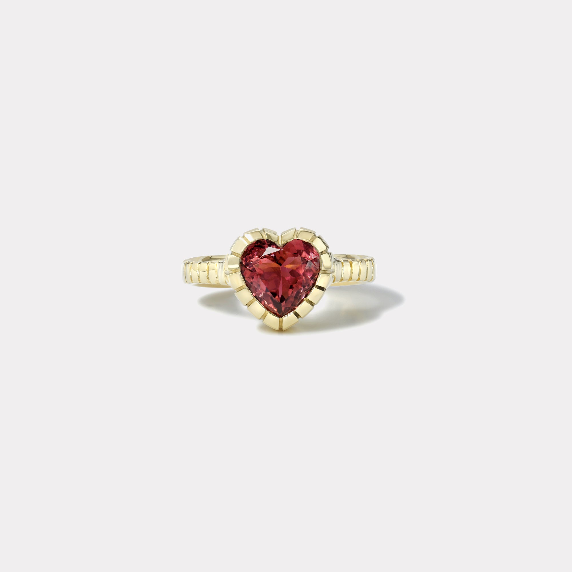 retrouvai 3.44ct Heart Pink Tourmaline Heirloom Bezel Ring