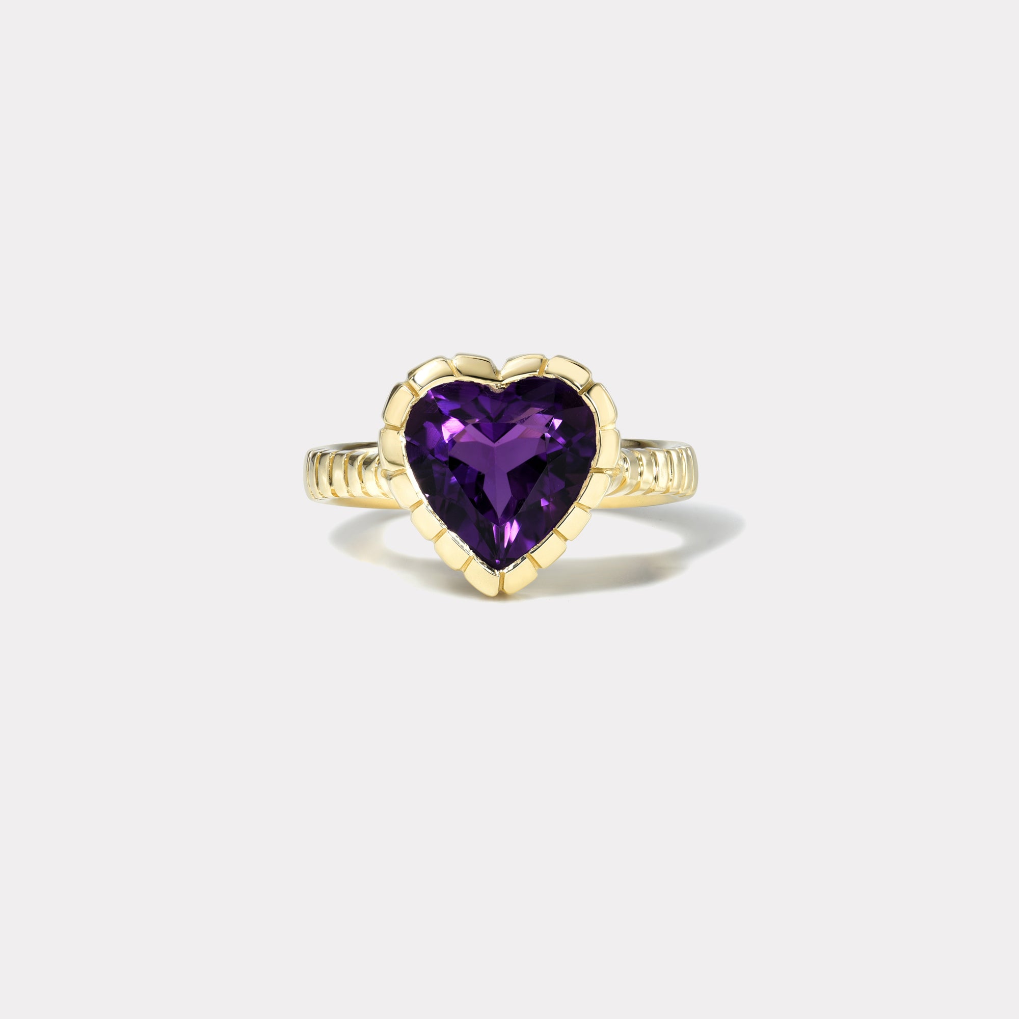 retrouvai 3.47ct Heart Amethyst Heirloom Bezel Ring