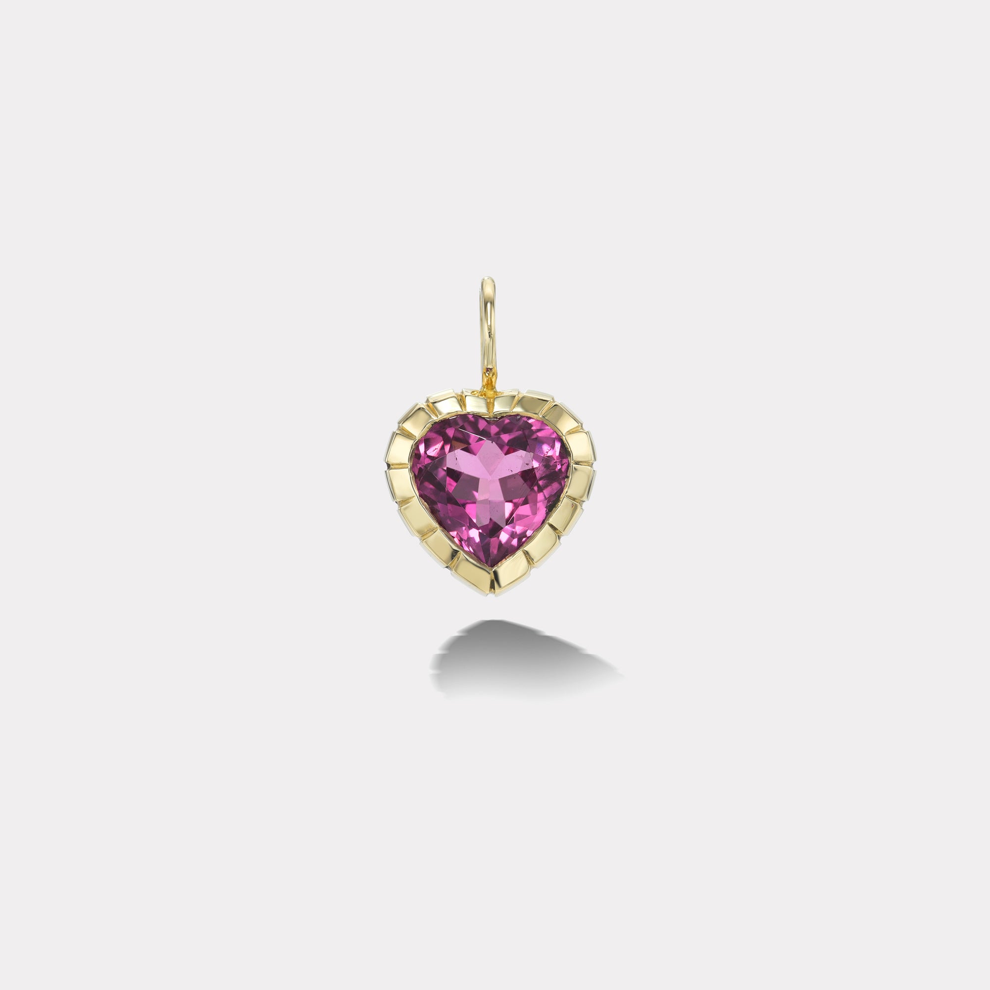 retrouvai 3.55ct Heart Pink Tourmaline Heirloom Bezel Charm
