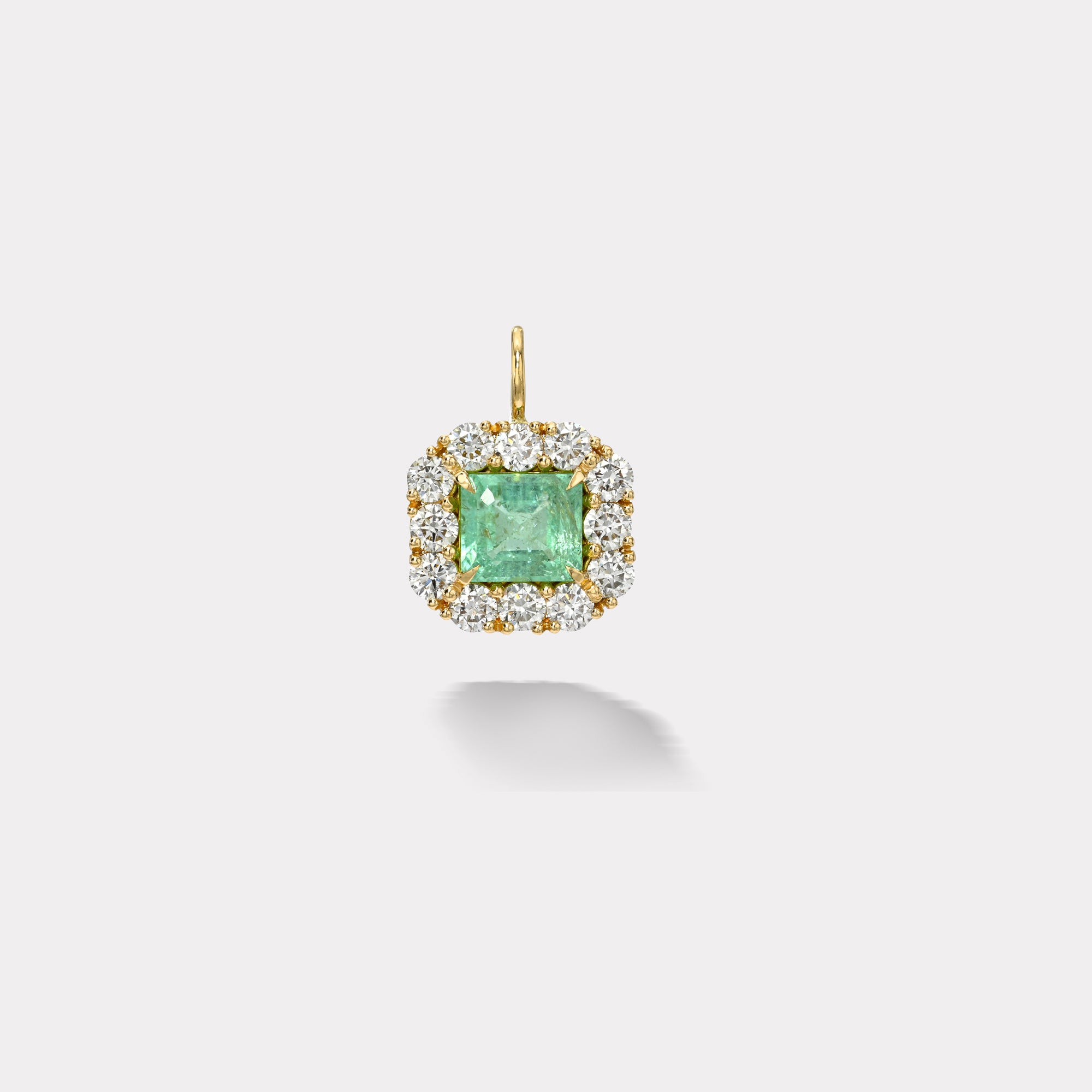 retrouvai 3.67ct Emerald Cut Paraiba Tourmaline Diamond Heirloom Bezel Charm