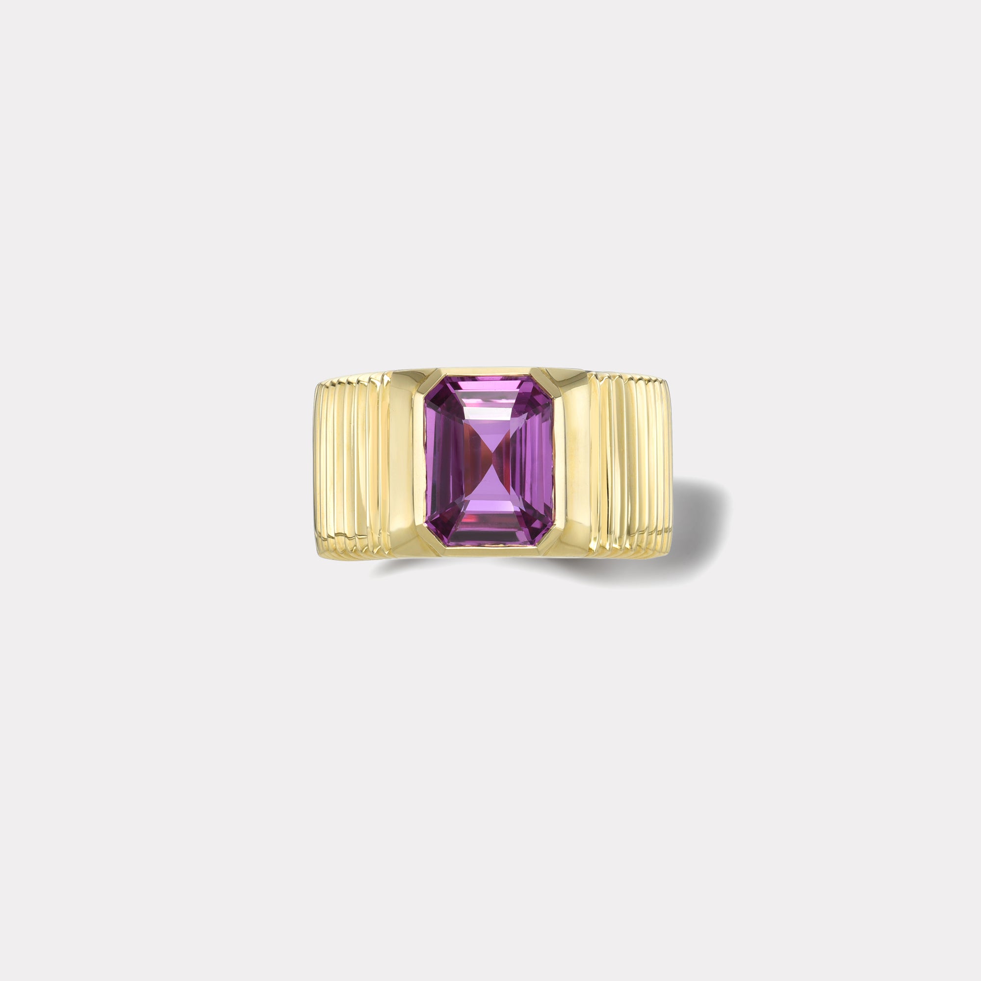 retrouvai 3.69ct GIA Pink Sapphire Pleated Solitaire Band