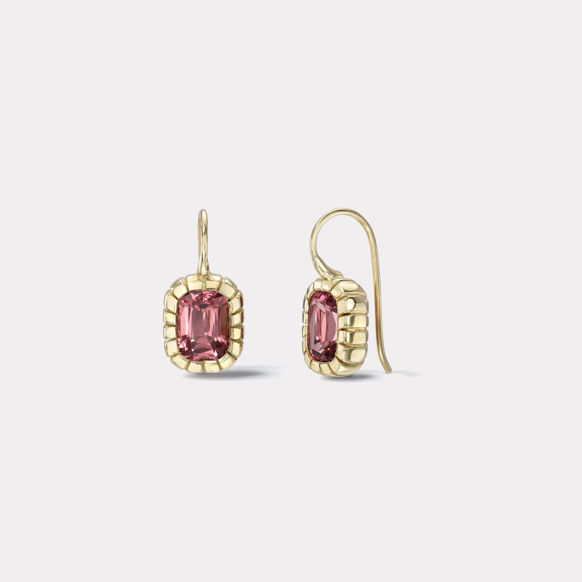 retrouvai 3.76ct Cushion Garnet Heirloom Bezel Earrings