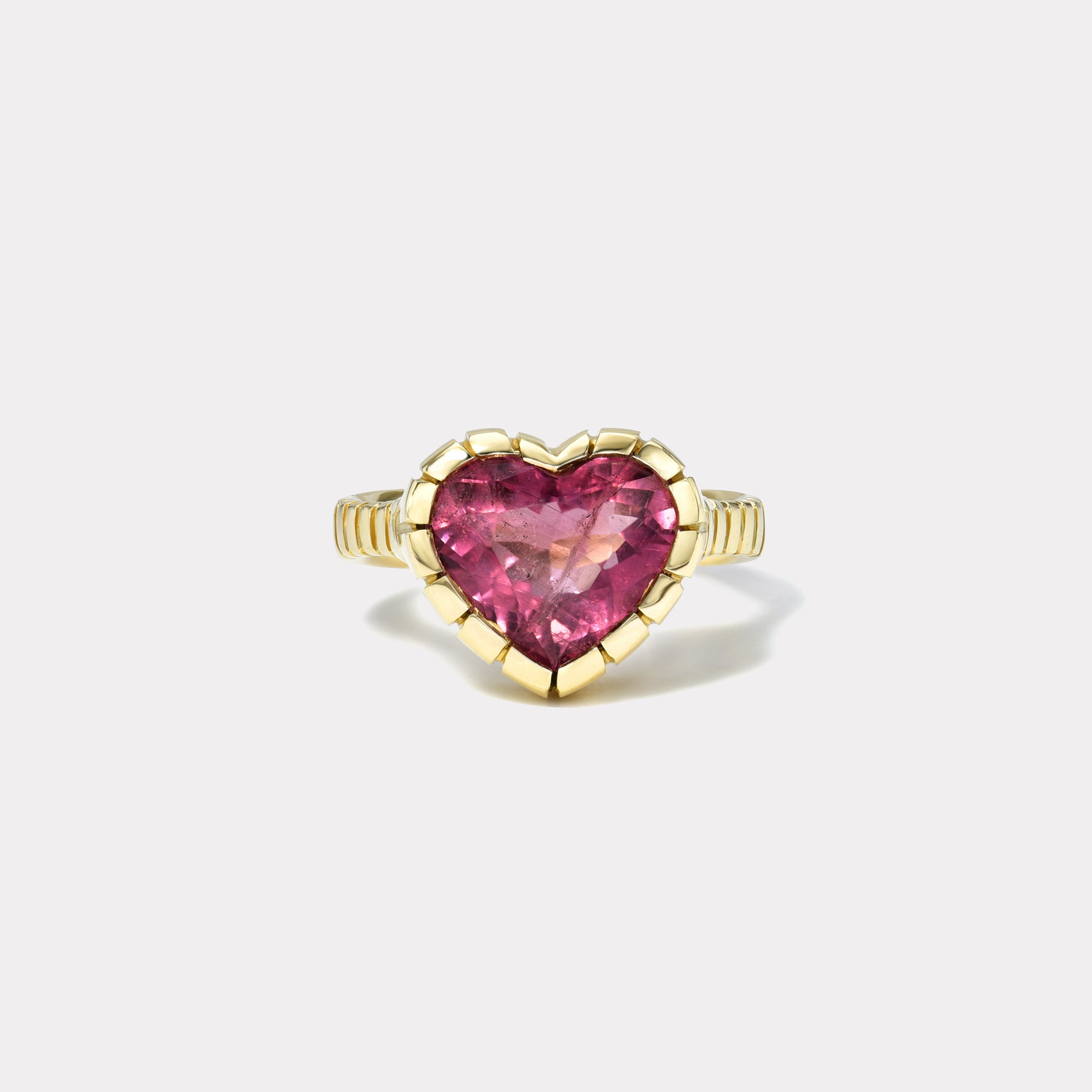 retrouvai 3.87ct Heart Pink Tourmaline Heirloom Bezel Ring
