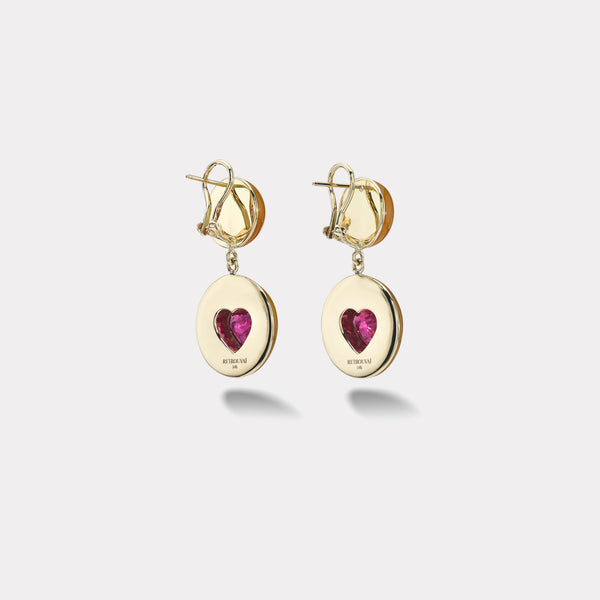 Retrouvai 3.9ct Rubellite Hearts In Carnelian Lollipop Earrings