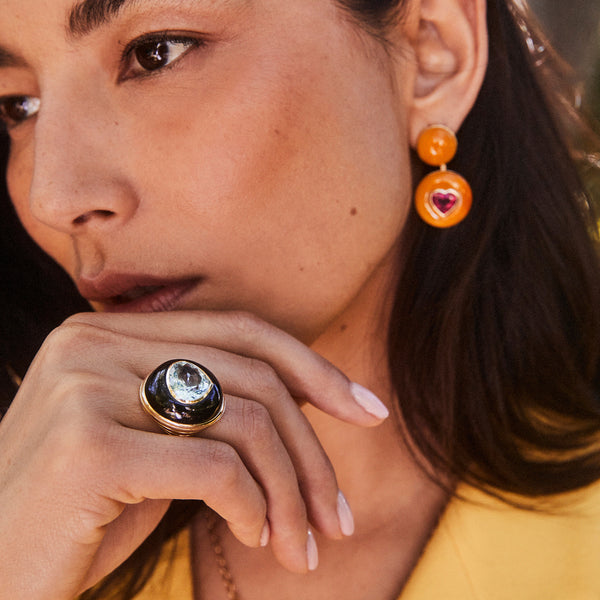 Retrouvai 3.9ct Rubellite Hearts In Carnelian Lollipop Earrings