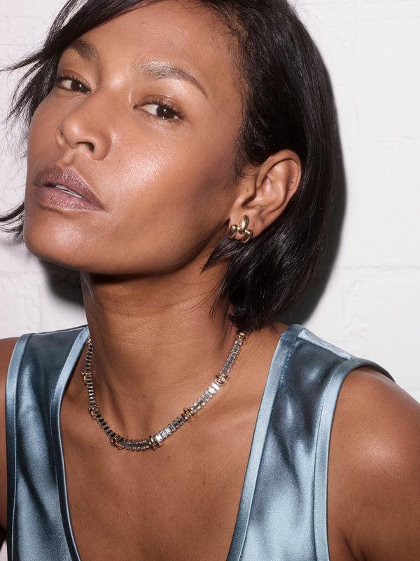 Retrouvai 30ct Emerald Cut Diamond Magna Riviere Collar