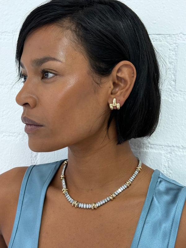 Retrouvai 30ct Emerald Cut Diamond Magna Riviere Collar