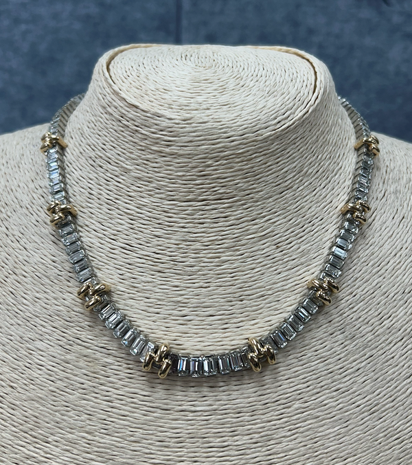 Retrouvai 30ct Emerald Cut Diamond Magna Riviere Collar