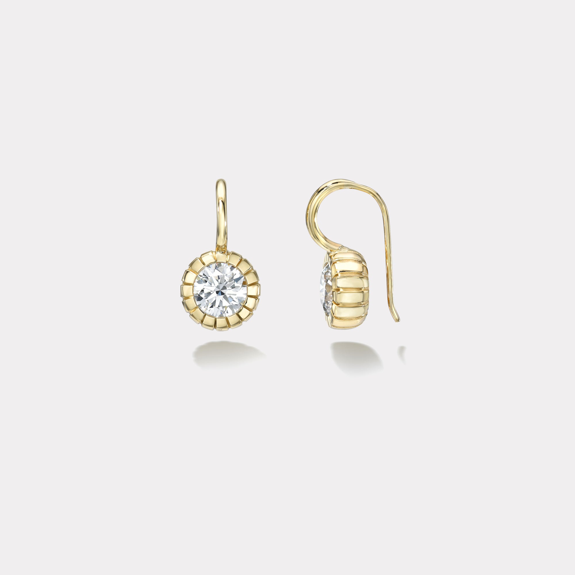 retrouvai 3ct Round Diamond Heirloom Bezel Earrings
