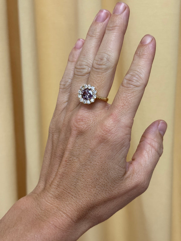 Retrouvai 3ct Spinel And Diamond Heirloom Bezel Ring