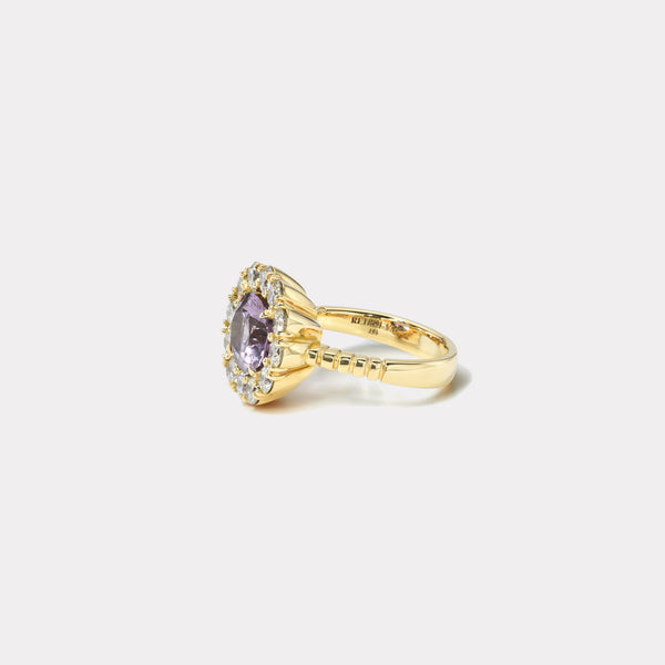 Retrouvai 3ct Spinel And Diamond Heirloom Bezel Ring