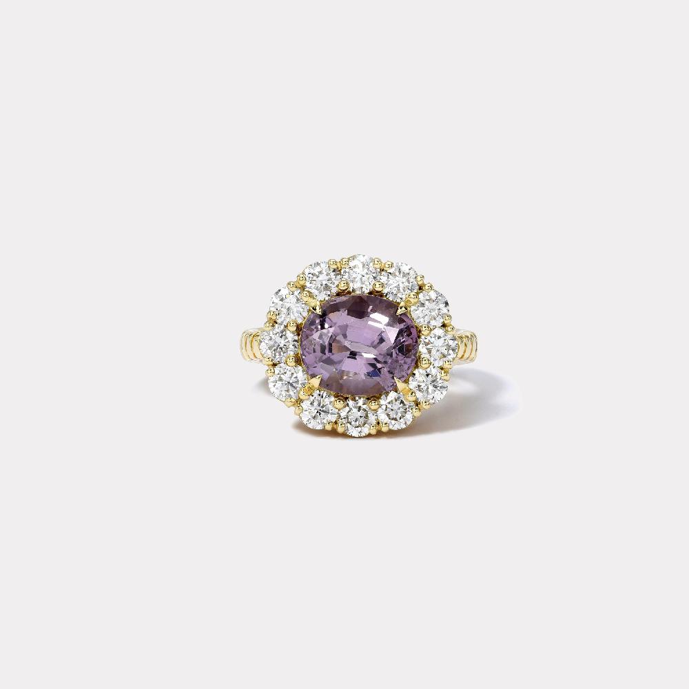 retrouvai 3ct Spinel and Diamond Heirloom Bezel Ring