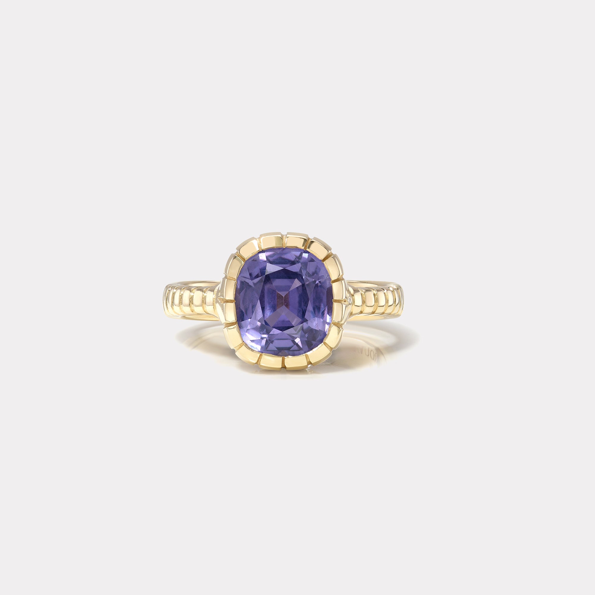 retrouvai 4.08ct Unheated Purple Sapphire Heirloom Bezel Ring