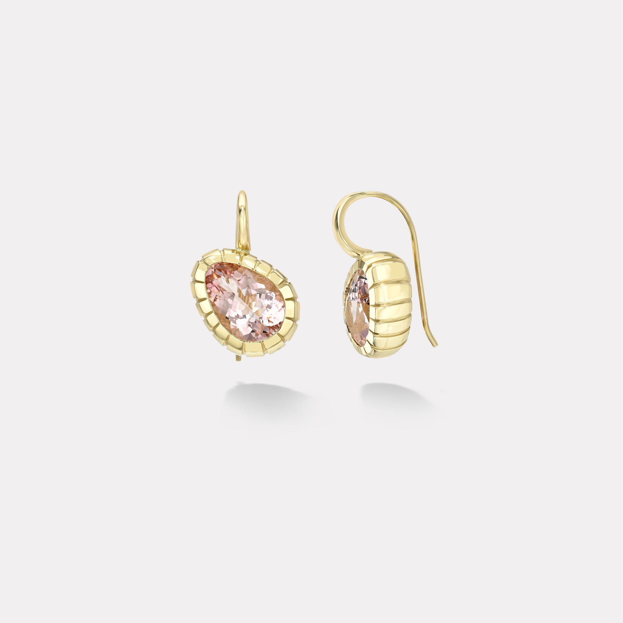 retrouvai 4.16ct Pear Morganite Heirloom Bezel Earrings