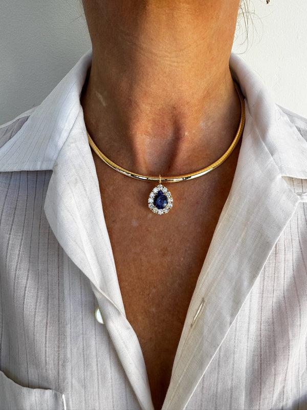 Retrouvai 4.18ct Pear Tanzanite Diamond Heirloom Bezel Charm