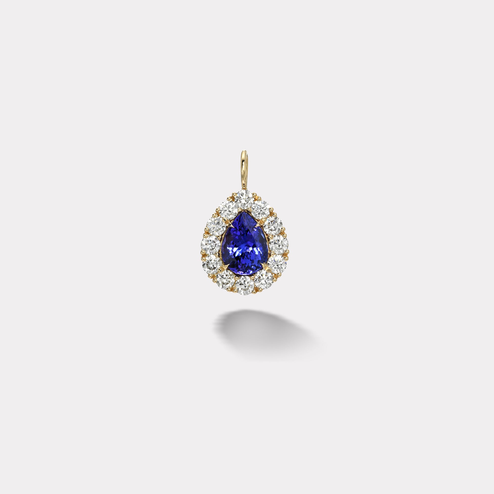 retrouvai 4.18ct Pear Tanzanite Diamond Heirloom Bezel Charm