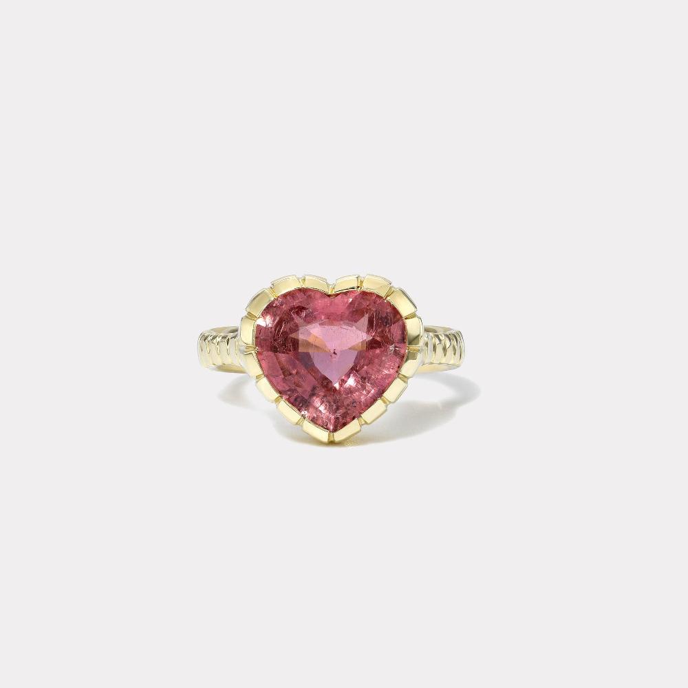 retrouvai 4.21ct Bubblegum Pink Tourmaline Heirloom Bezel Ring