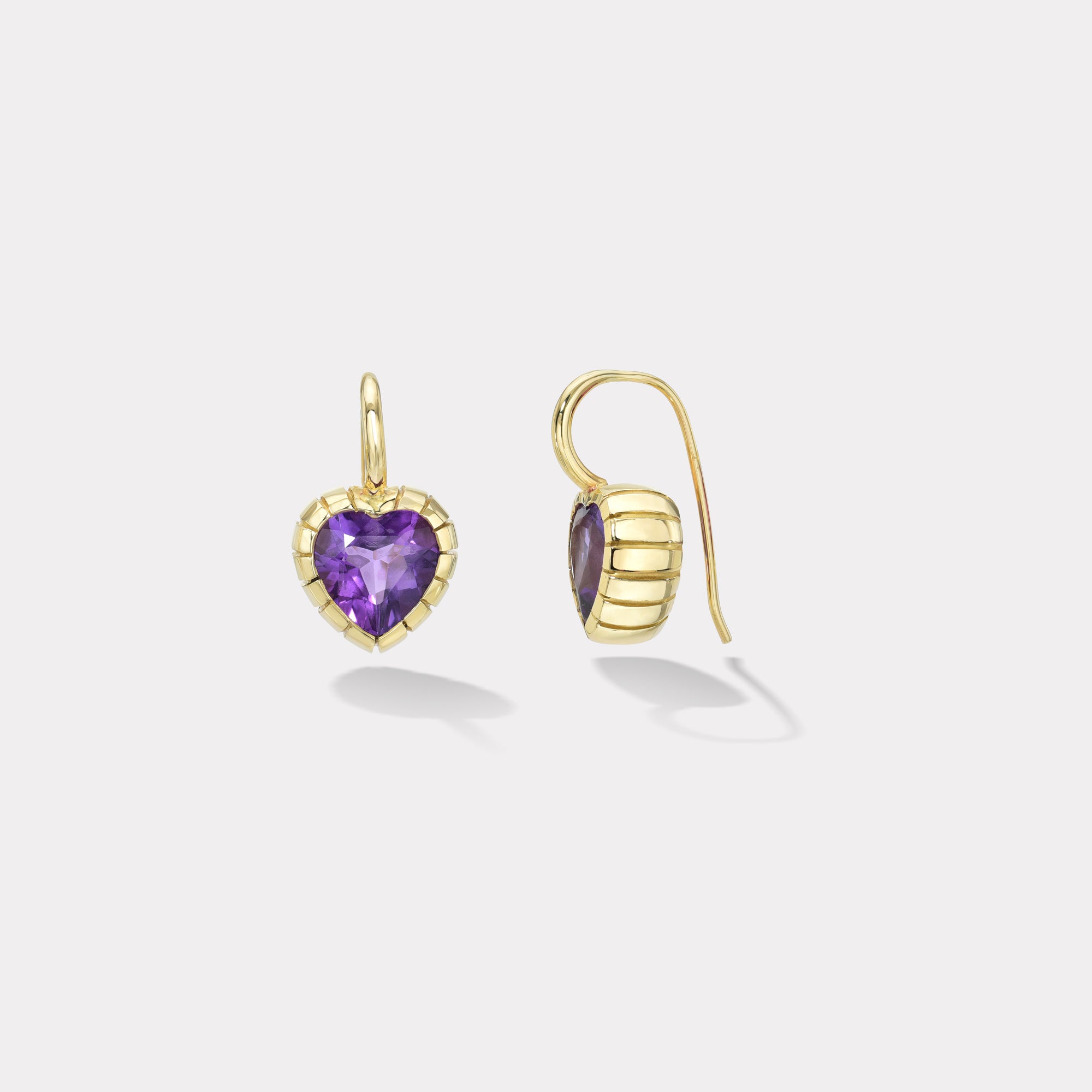retrouvai 4.34ct Heart Amethyst Heirloom Bezel Earrings