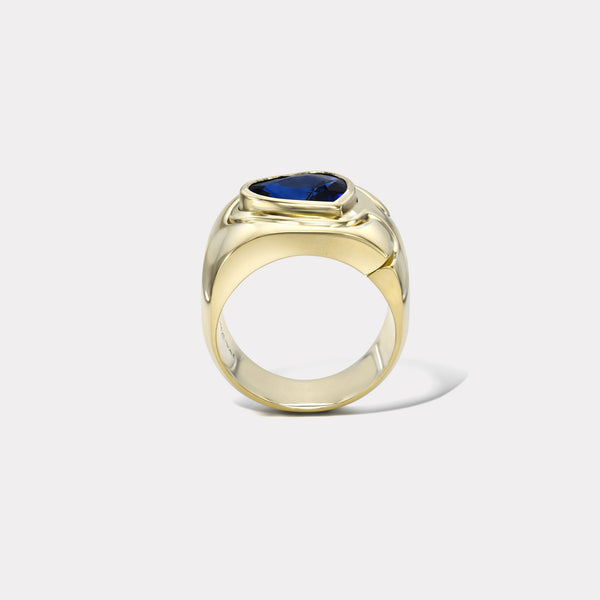 Retrouvai 4.56ct Blue Sapphire Impetus Interlocking Puzzle Ring
