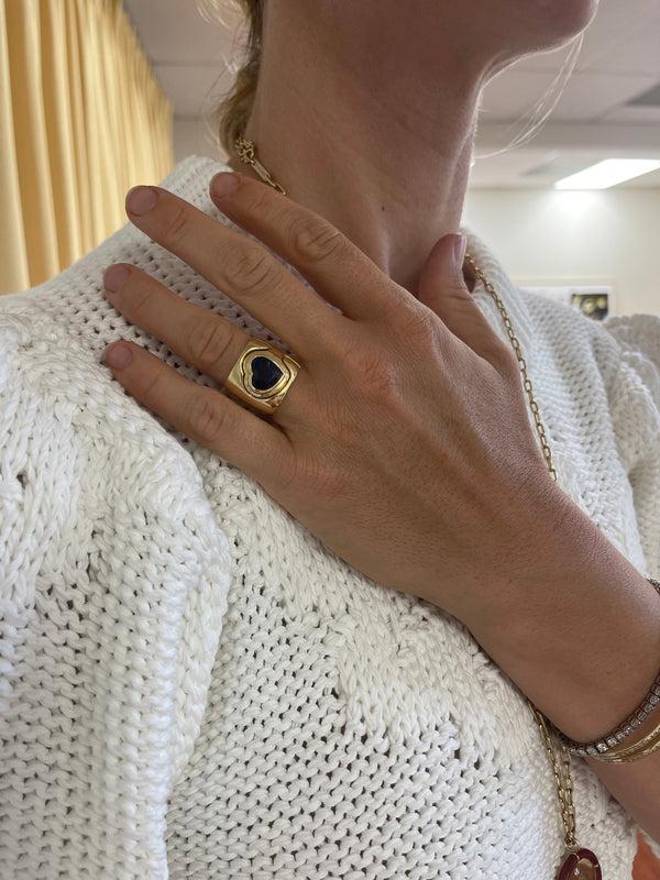 Retrouvai 4.56ct Blue Sapphire Impetus Interlocking Puzzle Ring