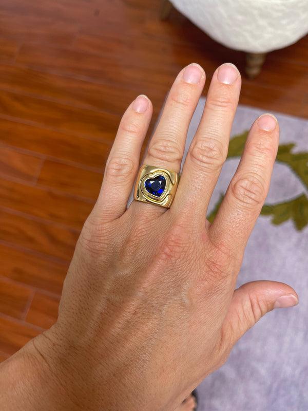 Retrouvai 4.56ct Blue Sapphire Impetus Interlocking Puzzle Ring