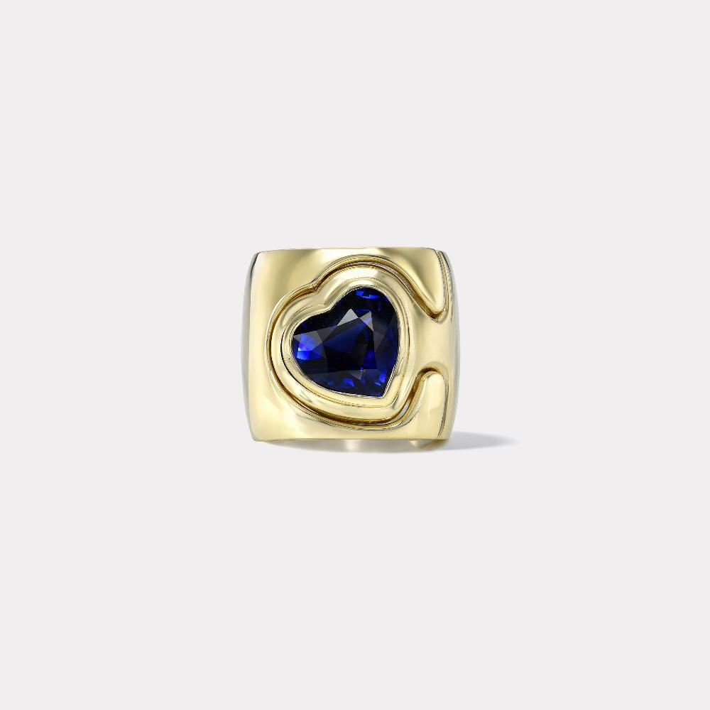 retrouvai 4.56ct Blue Sapphire Impetus Interlocking Puzzle Ring