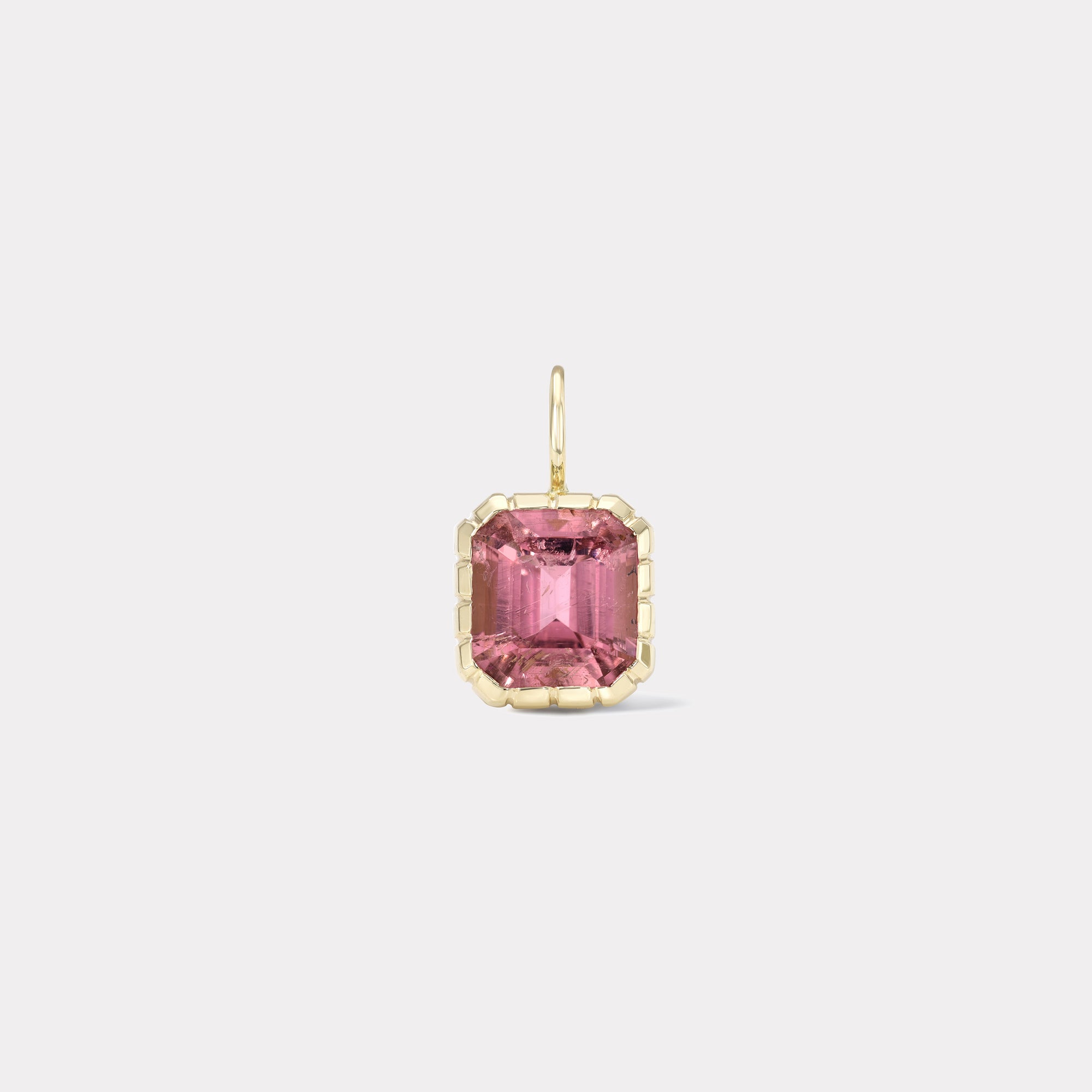 retrouvai 4.65ct Emerald Cut Pink Tourmaline Heirloom Bezel Charm