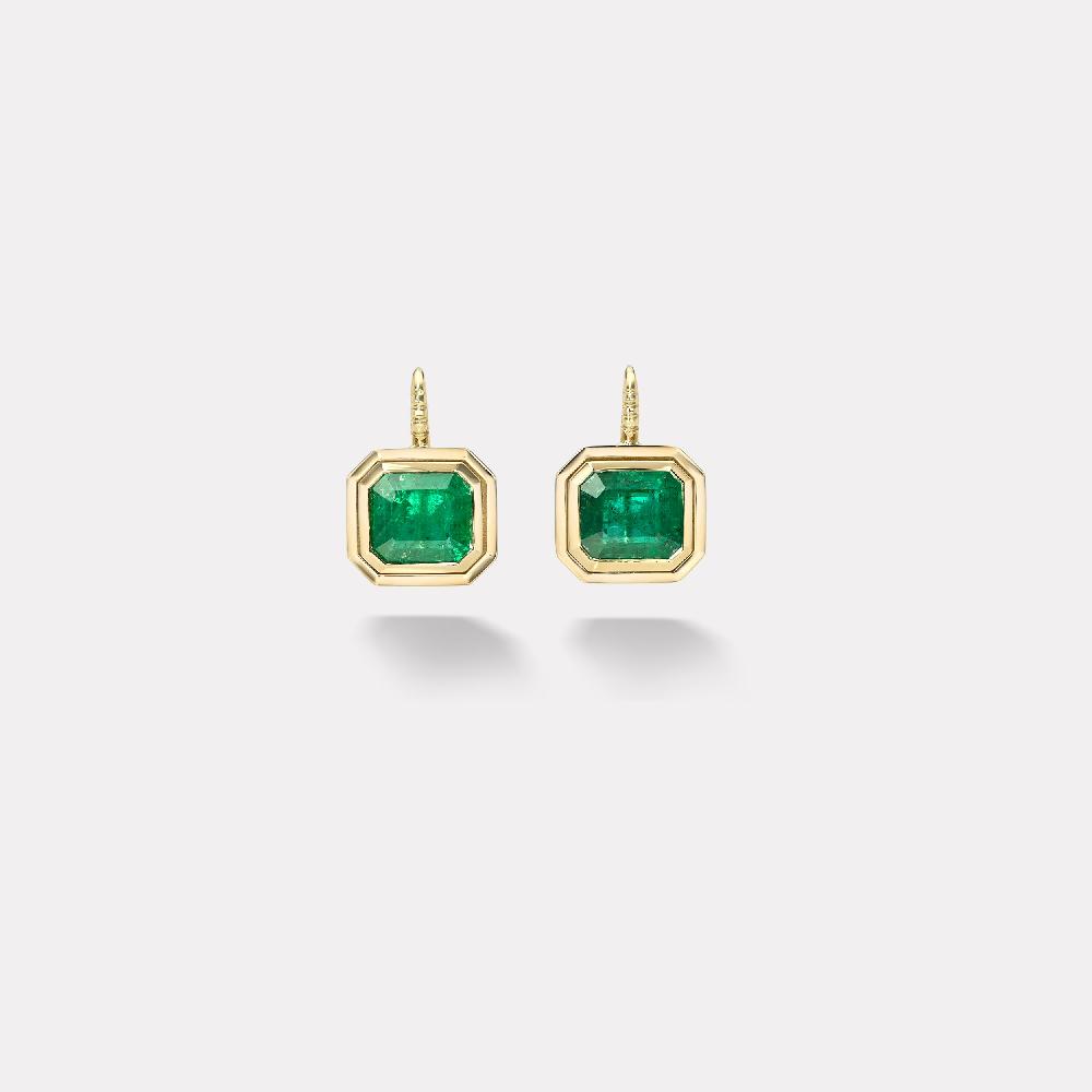 retrouvai 4.6ct Emerald Cut Emerald Bounce Earrings