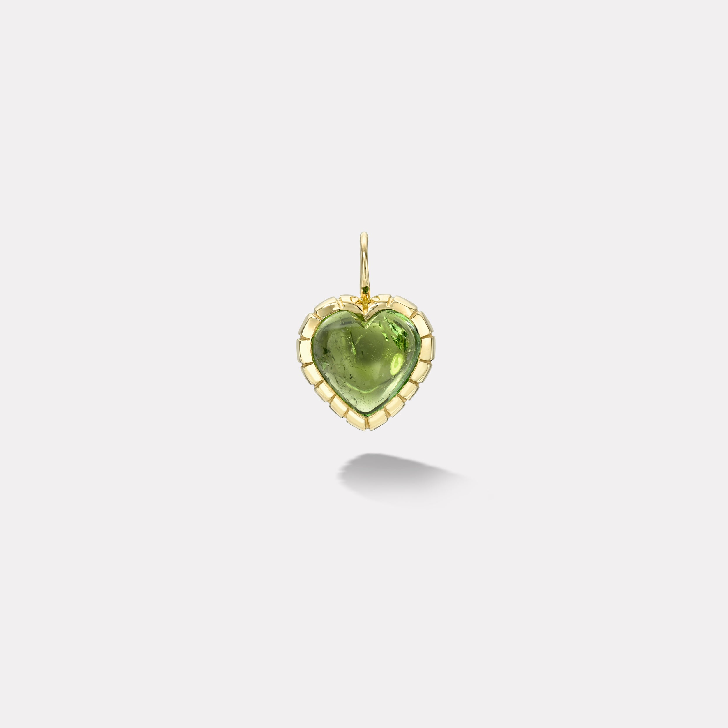 retrouvai 4.6ct Heart Cabochon Green Tourmaline Heirloom Bezel Charm