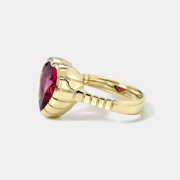 Retrouvai 4.72ct Pink Tourmaline Heart Heirloom Bezel Ring