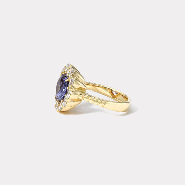 Retrouvai 4.7ct Purple Sapphire Heart And Diamond Heirloom Bezel Ring