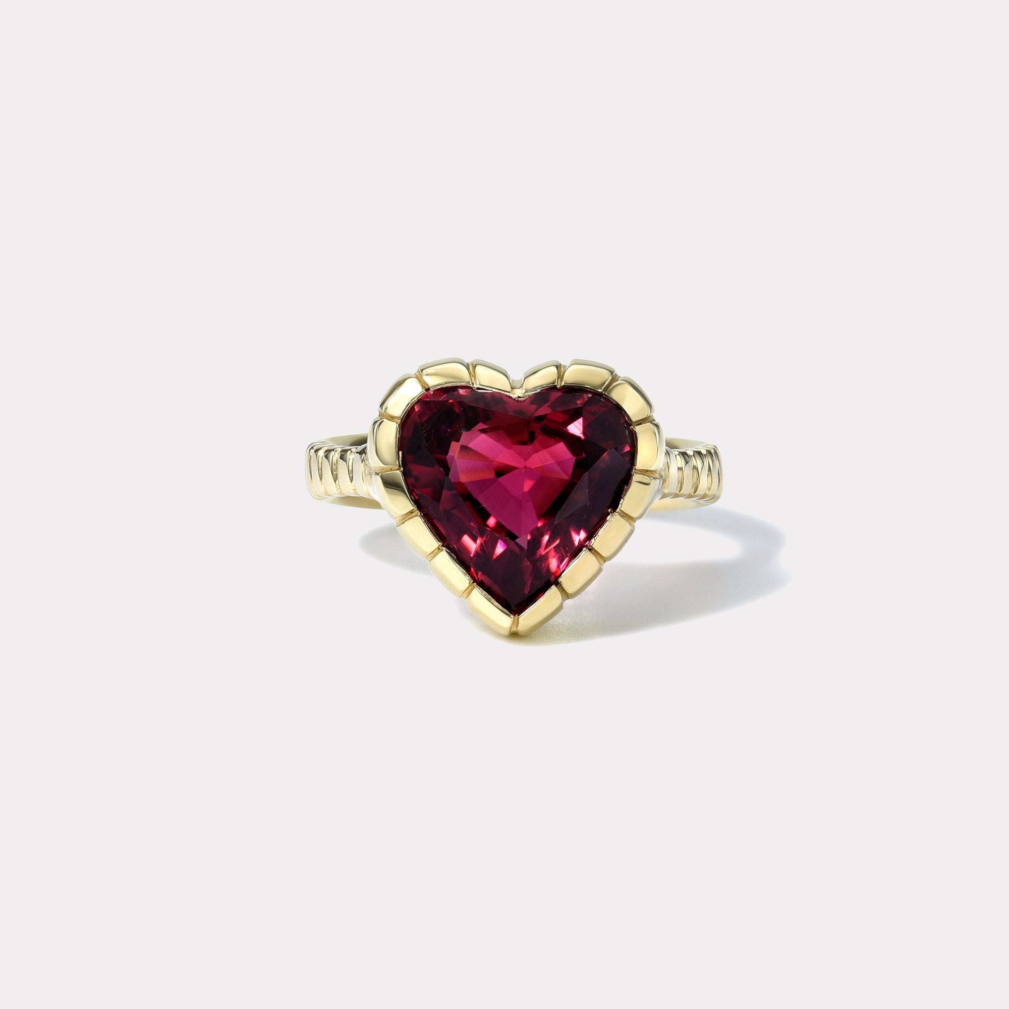 retrouvai 4.92ct Heart Red Tourmaline Heirloom Bezel Ring