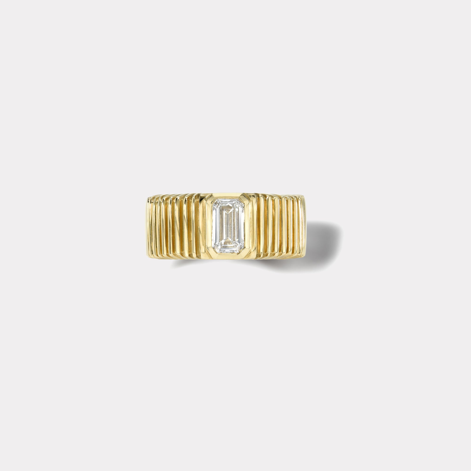 retrouvai .48ct GIA Emerald Cut Diamond Pleated Solitaire Ring