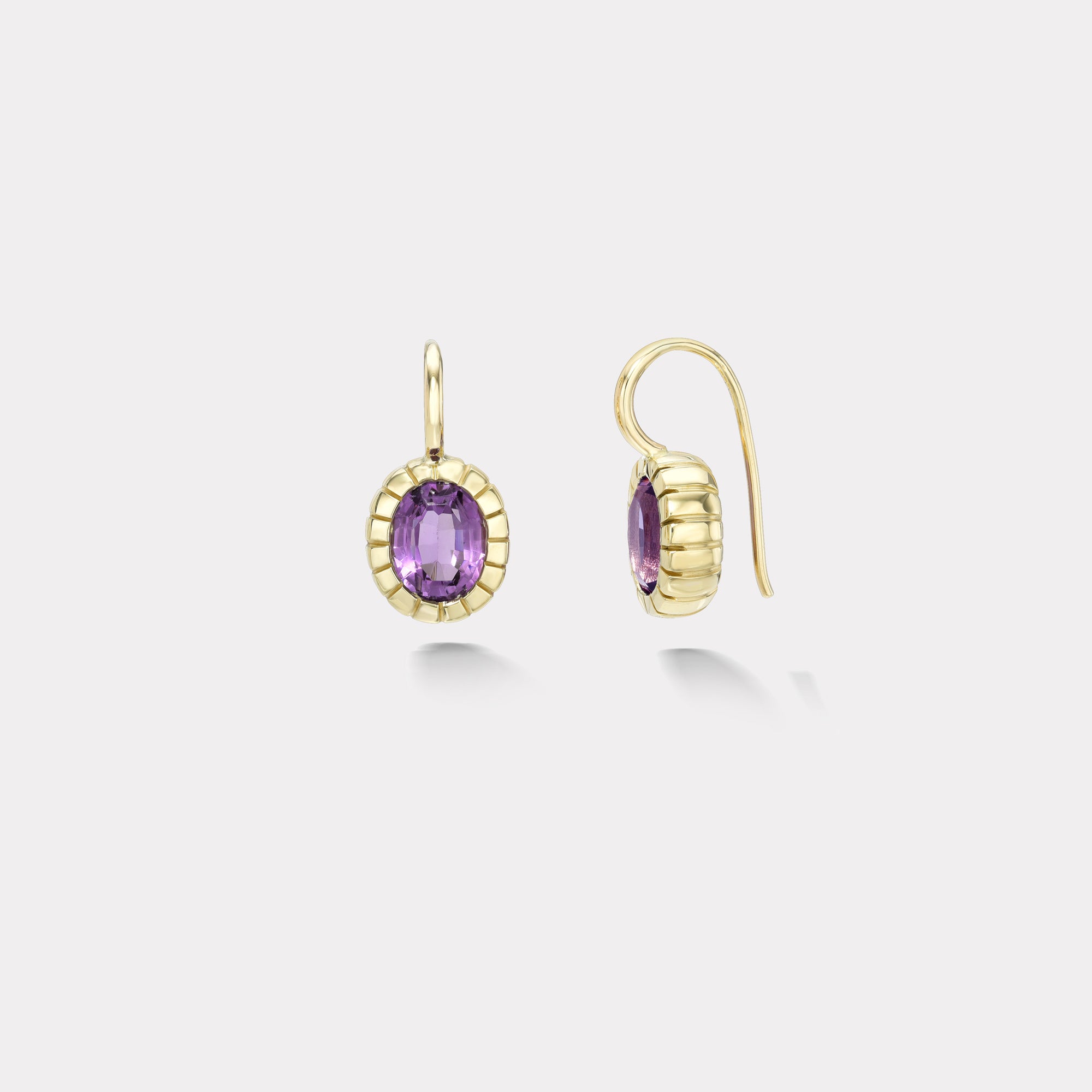 retrouvai 5.04ct Oval Amethyst Heirloom Bezel Earrings