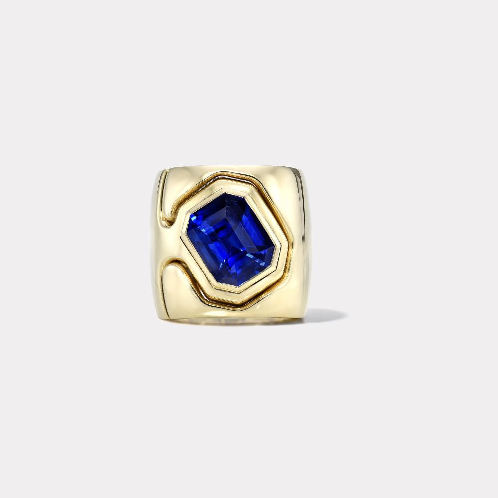 retrouvai 5.18ct GIA Blue Sapphire Impetus Interlocking Puzzle Ring