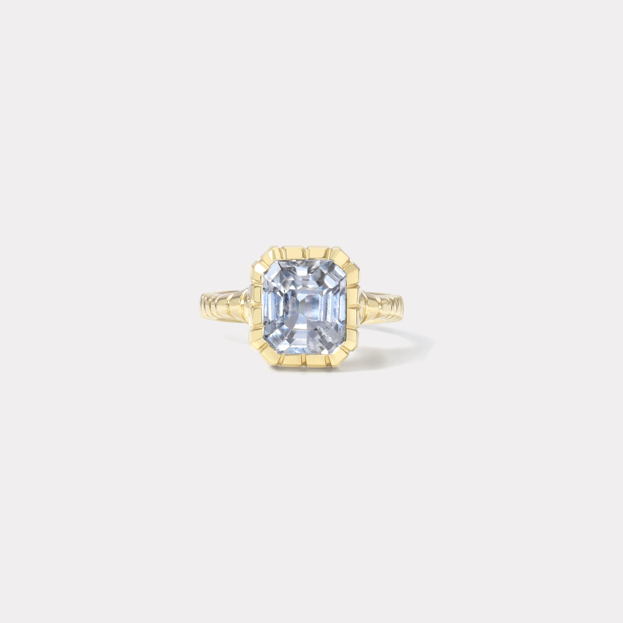 retrouvai 5.43ct GIA Sky Blue Sapphire Heirloom Bezel Ring