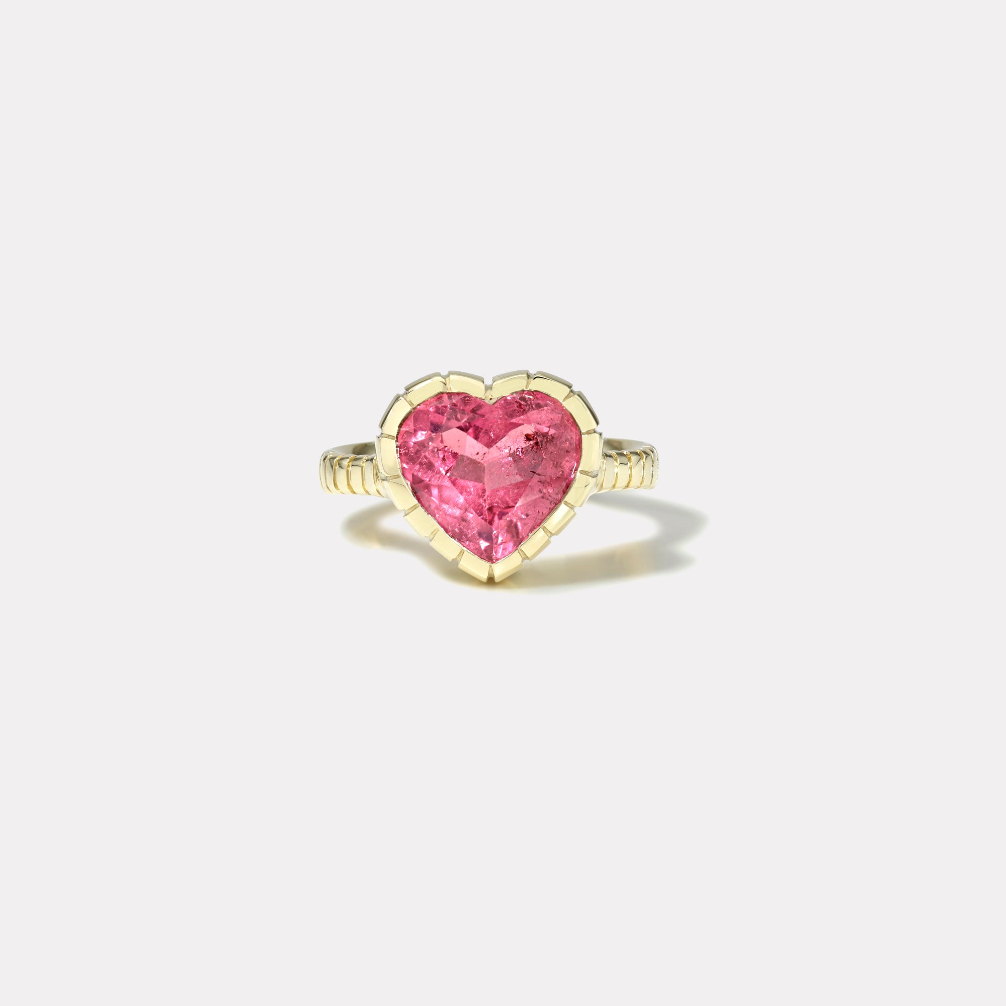 retrouvai 5.47ct Heart Pink Tourmaline Heirloom Bezel Ring