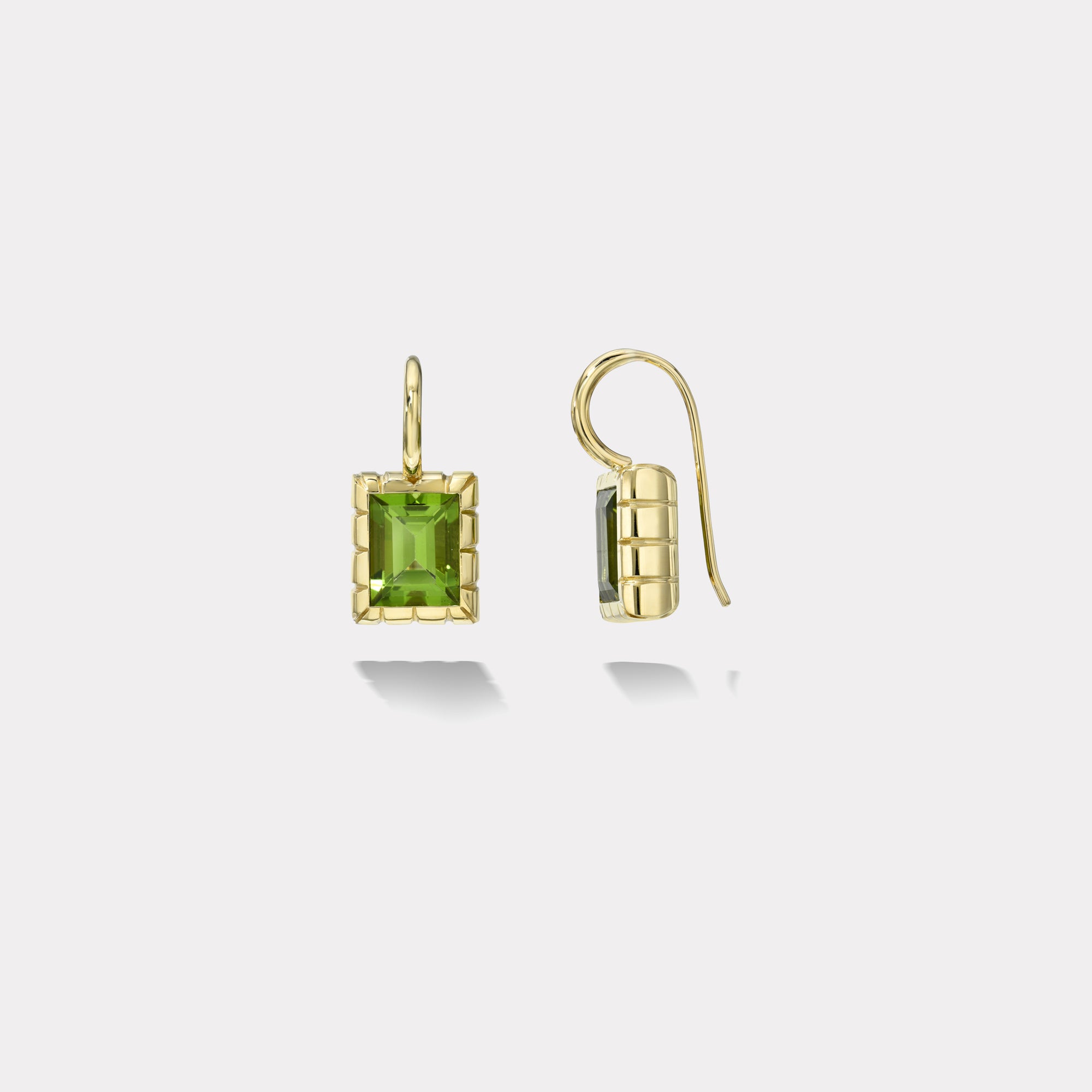 retrouvai 5.5ct Baguette Cut Peridot Heirloom Bezel Earrings