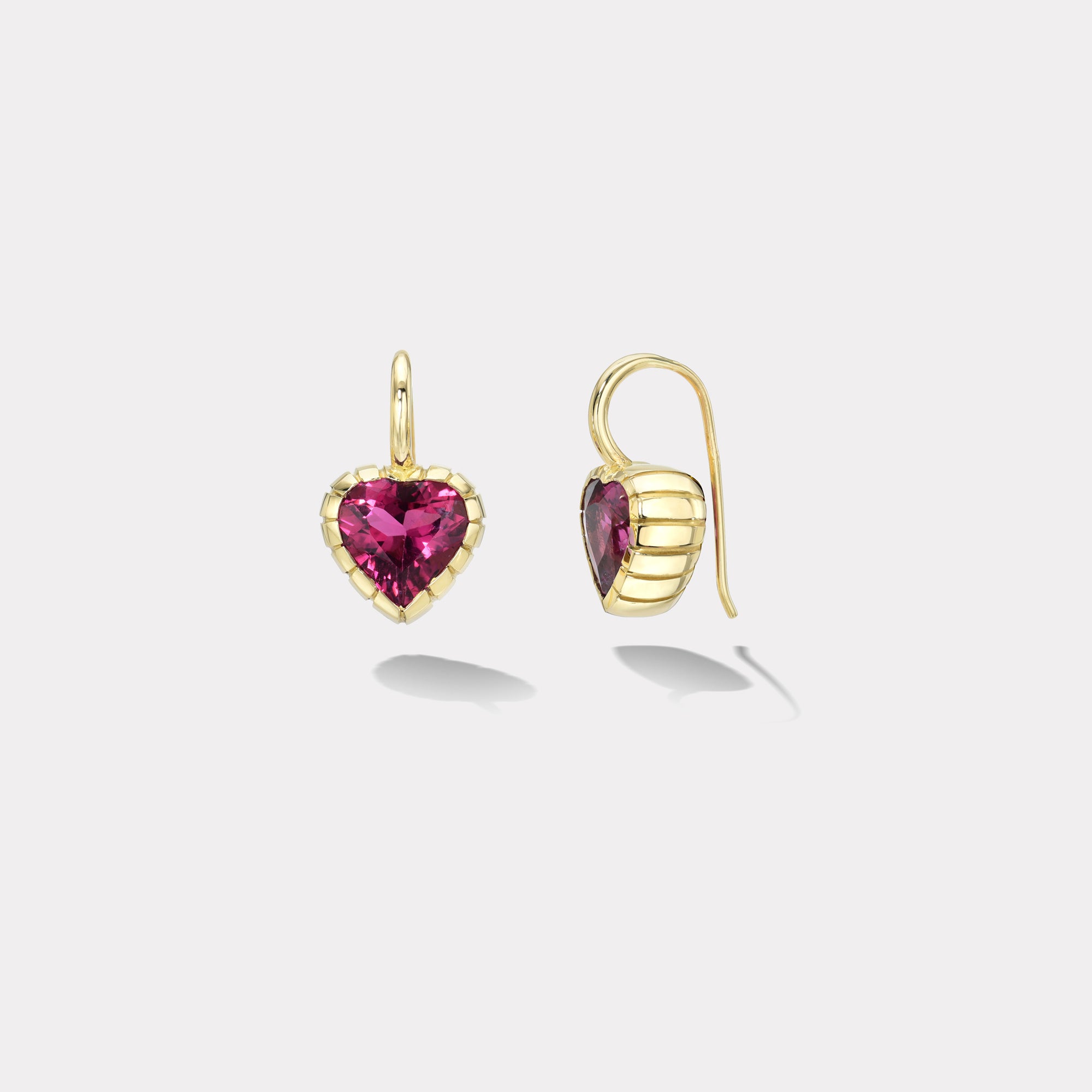 retrouvai 5.5ct Heart Rubellite Heirloom Bezel Earrings