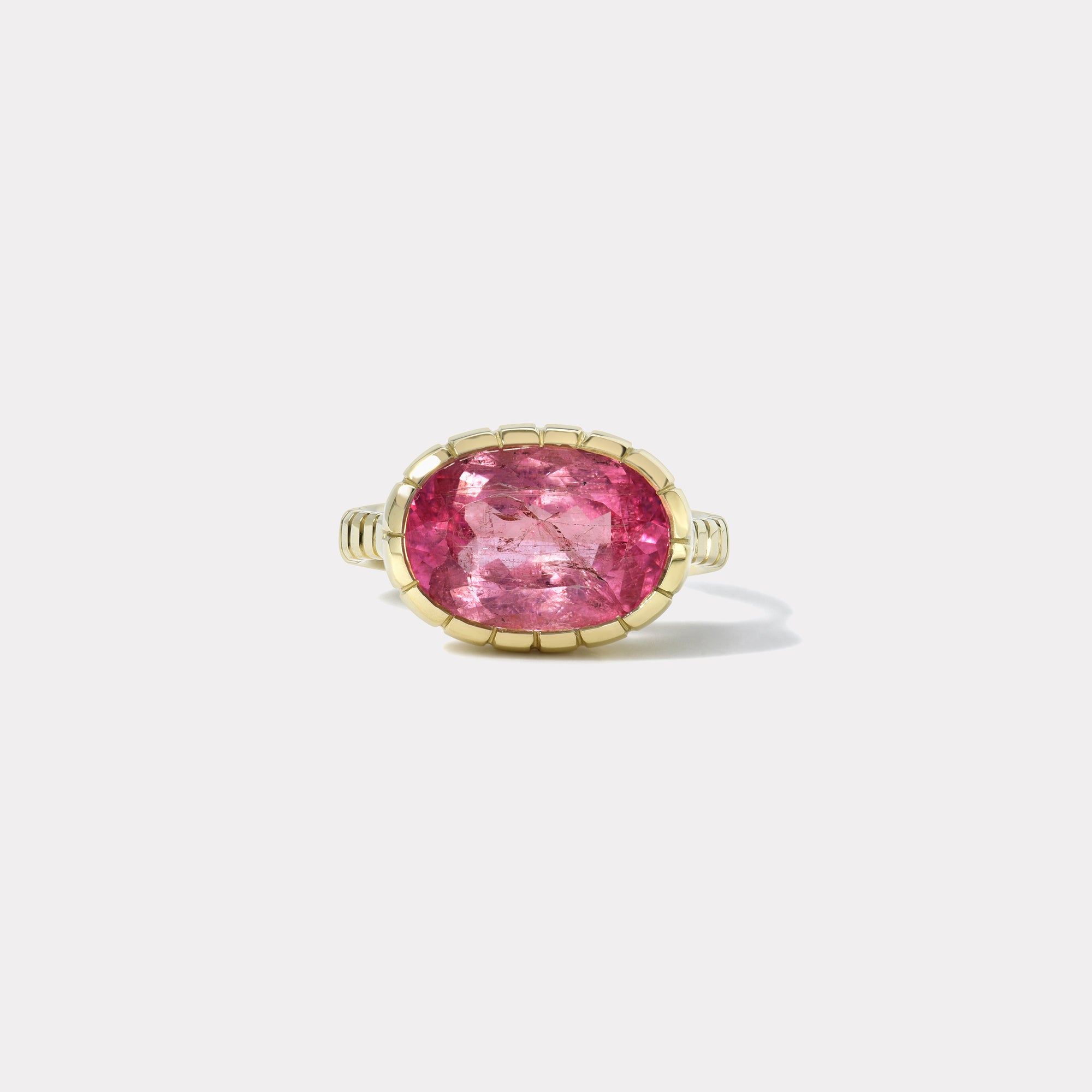 retrouvai 5.6ct Bubblegum Pink Tourmaline Heirloom Bezel Ring