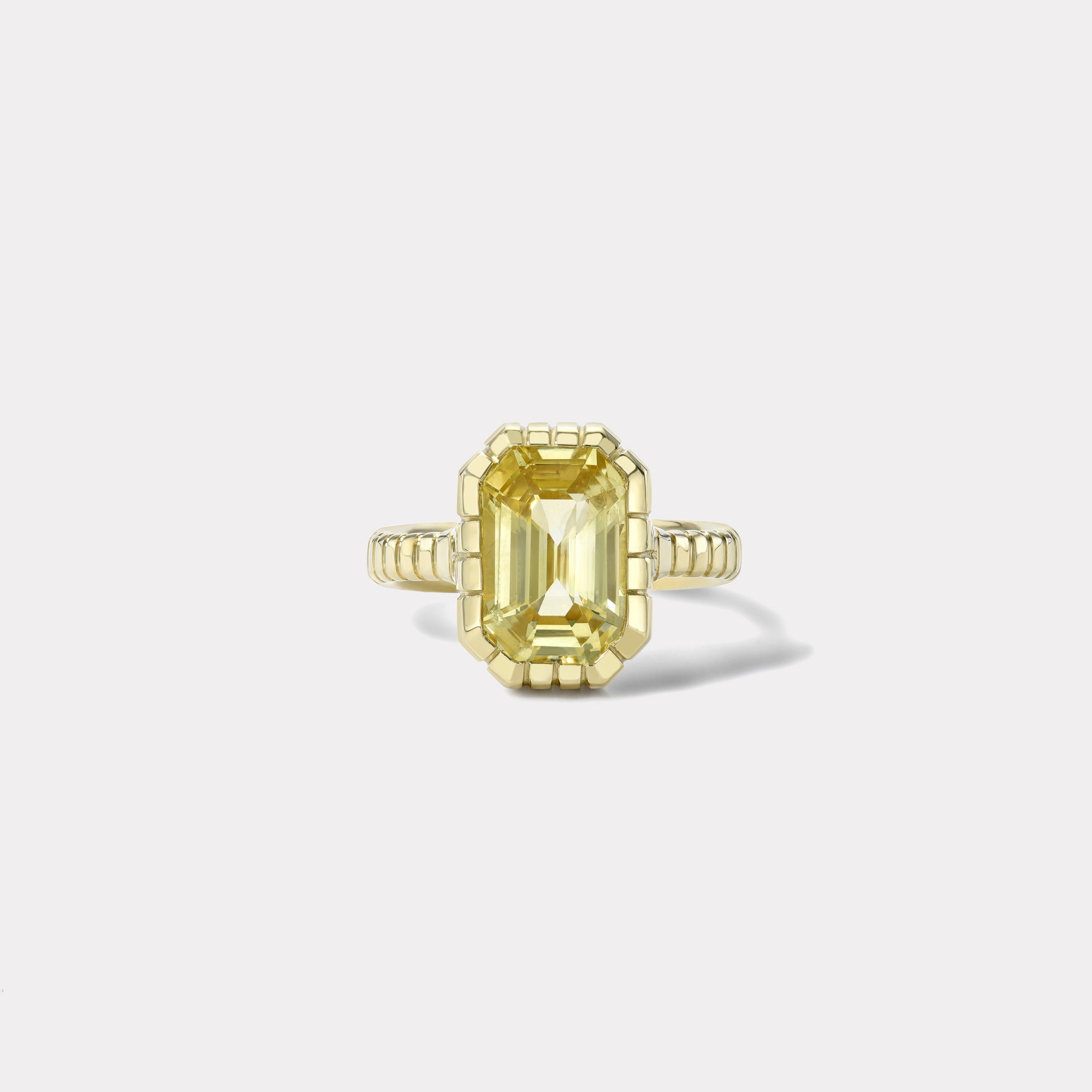 retrouvai 5.88ct Unheated Yellow Sapphire Heirloom Bezel Ring