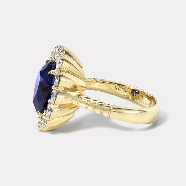 Retrouvai 5.96ct Tanzanite And Diamond Heirloom Bezel Ring
