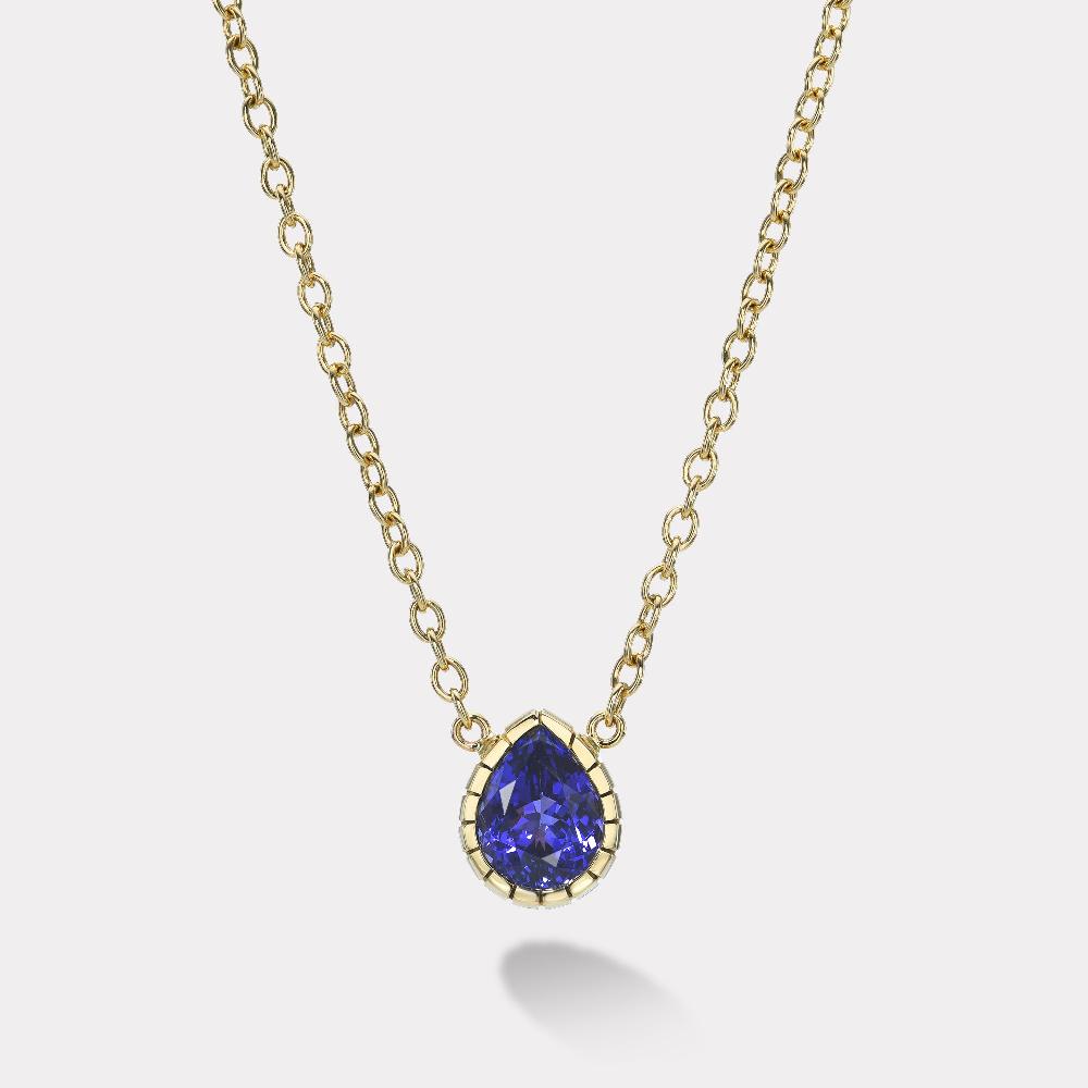 retrouvai 5.9ct Pear Tanzanite Heirloom Bezel Pendant