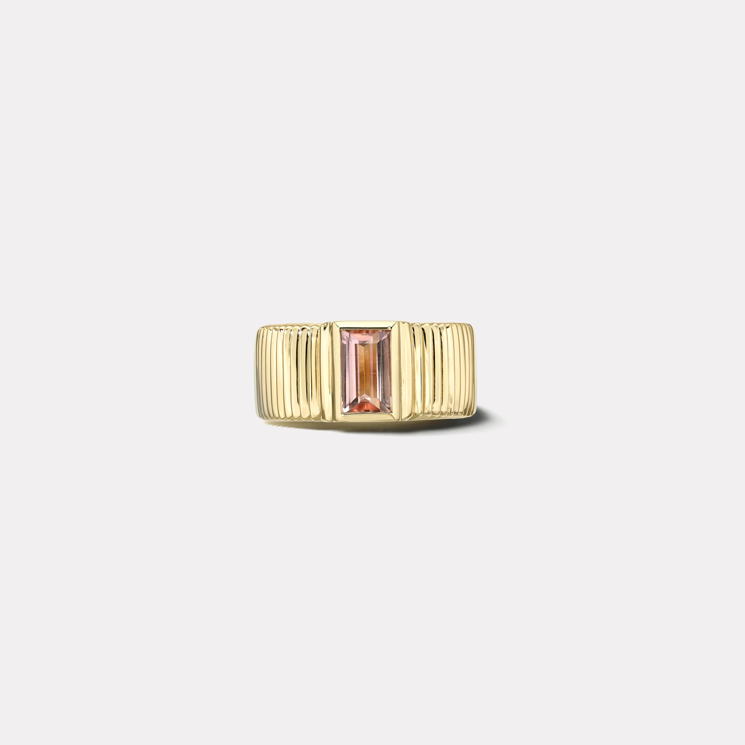 retrouvai .54ct Baguette Pink Topaz Pleated Solitaire Band