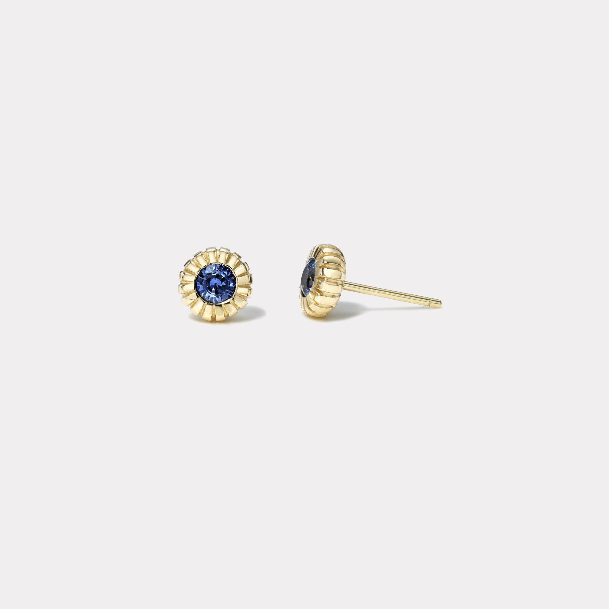 retrouvai .55ct Round Sky Blue Sapphire Heirloom Bezel Stud Earrings